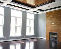 Modern Coffered Ceiling Design Love How It Plays With The Fireplace With A Contemporary Feel Of This Coffered Ceiling Design Ceiling Design Coffered Ceiling