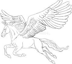 1) if you have javascript enabled you can click the print link in the top half of the page and it will automatically print the coloring page only and ignore the advertising and navigation at the top of the page. Pegasus Coloring Drawing Stock Illustrations 251 Pegasus Coloring Drawing Stock Illustrations Vectors Clipart Dreamstime