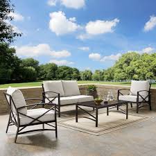 Crosley Kaplan 4 Piece Patio Conversation Set Bed Bath Beyond Outdoor Seating Set Outdoor Patio Furniture Sets Patio Seating Sets