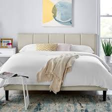 Solid rubberwood frame with wenge finishing tapered legs. Dukeliving Harper Upholstered Bed With Headboard Beige Double Queen Buy Queen Bed Frame 3088190