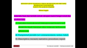 We did not find results for: Kisi Kisi Soal Unbk Bahasa Inggris Smp 2019 Jawabanku Id