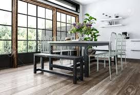 Discover unending possibilities with favorable dining table bench set at alibaba.com. Modern Dining Room In Minimalist Interior With Chairs And Benches Stock Photo Picture And Royalty Free Image Image 70446839