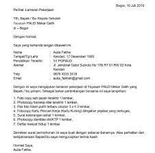 Contoh surat lamaran kerja atas informasi dari koran radar bogor. Contoh Surat Lamaran Kerja Guru Tk Kumpulan Surat Penting