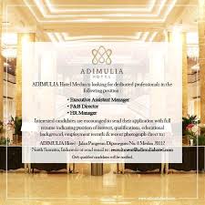 Kirim loker terbaru ke emailmu. Lowongam Kerja Adimulia Hotel Medan 3 Posisi Lowongan Kerja Hotel