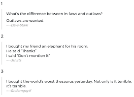 A set of hilarious one liners. 50 Clean And Mostly Good One Liners Album On Imgur
