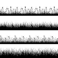Download Seamless Wild Herbs Flowers And Grass Silhouettes Vector Set By Microvector Thehungryjpeg Com