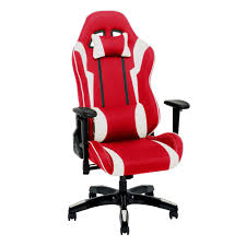 Adjustable High Back Ergonomic Gaming Chair Red White Corliving Corliving Heavy Duty Beach Chairs Gaming Chair