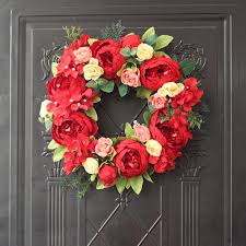 Artificial flowers for wall decoration. Peony Artificial Garland Door Decoration Door Ring Decorative Artificial Flower Wall Hanging Ornament Walmart Com Walmart Com