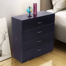 Zimtown Modern Nightstand With 4 Drawers Bedside Table For Bedroom Nightstand Storage Organizer Wooden Furniture Black Walmart Com Walmart Com