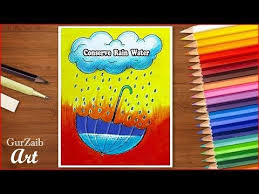 Conserve Rain Water Poster Chart Drawing For School Students Very Easy Step By Step Save Water Youtube Poster Making Water Drawing Water Poster