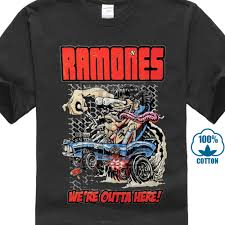 Us 7 27 9 Off Ramones Mens Outta Here T Shirt Black Rockabilia In T Shirts From Mens Clothing On Aliexpress