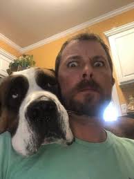 Our goofball. He's greeting our sons friend.