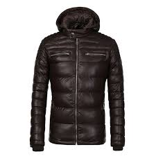 Coutudi New Arrival Winter Coat Men Warm Waterproof Parka Coffee Pu Leather Jacket Casual Puffer Winter Leather Jackets Warm Winter Jackets Best Winter Jackets