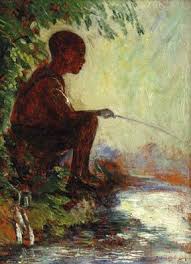 John Wesley Hardrick Boy Fishing People Art Artist Painting