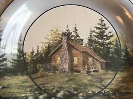 The woods showcase cabins nestled on a mountain top with cobble stone walkways and. Cabela S Scenic Cabin James Hautman Salad Dessert Plate Lake Ducks Canoe Chipped 15 28 Picclick Uk