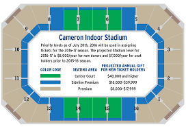 cameron indoor stadium seating chart cameron indoor stadium