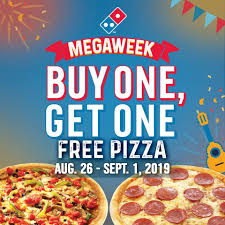 Get your favourite menu from the restaurant nearest to you in kuwait with talabat. Domino S Pizza Megaweek Promo 2019 Buy 1 Get 1 And Free Pizzas In 2021 Dominos Pizza Food Menu Design Pizza
