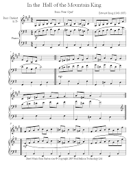 Download includes version without note names. Grieg In The Hall Of The Mountain King Sheet Music For Bass Clarinet Bass Clarinet Clarinet Clarinet Music