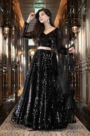 Black Lehenga Choli Set Indian Bridesmaid Dresses Stylish Dresses For Girls Stylish Party Dresses