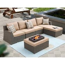 Hampton 6 Piece Deep Seating Sectional By Sirio Costco Luxury Outdoor Furniture Backyard Furniture Resin Patio Furniture