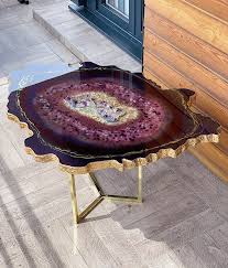 Geode Table Etsy In 2020 Diy Resin Art Resin Furniture Wood Resin Table