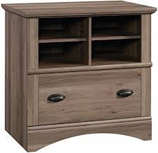 The interlocking safety mechanism allows only one drawer to open at a time for added safety measures. Amazon Com Sauder Harbor View Lateral File Salt Oak Finish Office Products