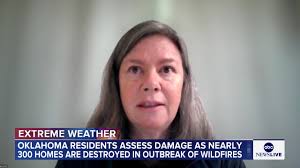 “It was a very helpless feeling,” says Karen Hancock of Stillwater,  Oklahoma, who witnessed devastating wildfires., Oklahoma Gov. Kevin Stitt,  whose own ranch burned to the ground, says nearly a ...