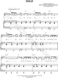 Birdy Skinny Love Chords Britt Nicole Gold Sheet Music In Ab Major Transposable Download Print Ukulele Music Sheet Music Britt Nicole