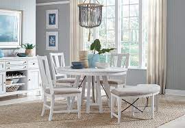 Entertainment centers & tv stands. Magnussen Heron Cove White Round Dining Table With Two Side Chairs And Curved Bench