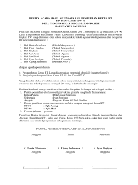 Surat keputusan panitia pemilihan ketua rukun tetangga 006/013 tentang tata tertib pemilihan ketua rukun tetangga 006/013 kelurahan bojong barukecamatan. Berita Acara Hasil Musyawarah Pemilihan Ketua Rt Rancatiis