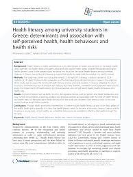 Pdf Health Literacy Among University Students In Greece Determinants And Association With Self Perceived Health Health Behaviours And Health Risks