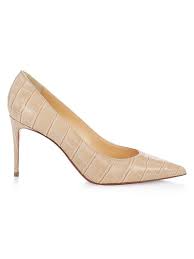 Shop Christian Louboutin Kate 85 Croc Embossed Leather Pumps Saks Fifth Avenue