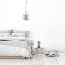 Statement light fixtures in white shades add a fresh touch to the gray walls and bedding. 26 Grey Bedroom Ideas Grey Bedroom