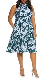 1901 floral halter fit flare dress plus size nordstrom rack