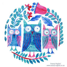 Three Owls By Tracey English Www Tracey English Co Uk Bird Illustration Bird Art Animal Illustration