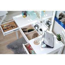 The unique style of vanity comes complete with a cushioning stool and touch screen adjustable lighted mirror to help you get ready in the morning. Posh Pollen Ainsley White Vanity Desk On Sale Overstock 27648117