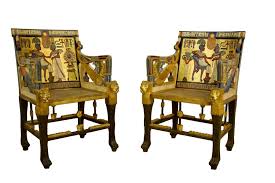 Is there an egyptian‐style revival in the wind? 20th Century Pair Of Lacquered Giltwood Armchairs In Egyptian Style Ref 86822