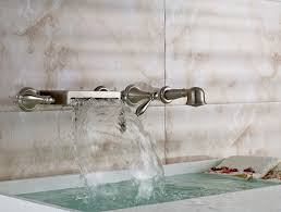 Browse through our collection of wall mounted faucets in different designs and styles and upgrade your washrooms with the trendiest accessories! Wall Mount Bathtub Waterfall Faucet With Hand Shower