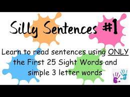 There are 18 worksheet templates. First 25 High Frequency Words Silly Sentences 1 Cvc Words Dyslexia Friendly Youtube