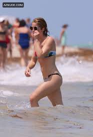 Emily Bett Rickards Sexy in A Bikini at Beach in Miami - AZNude