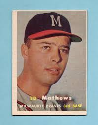 1957 Topps #250 Ed Mathews Milwaukee Braves Baseball Card EX+