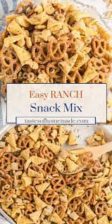 Easy Ranch Party Mix Recipe Ranch Chex Mix Recipes Snack Mix Recipes Ranch Snack Mix