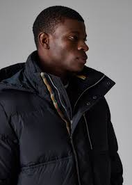 Men's Black Water Repellent Mid-Length Down Coat