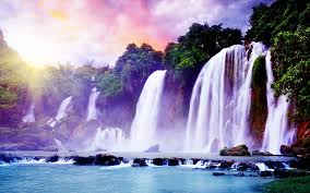 The great collection of waterfall wallpaper for desktop, laptop and mobiles. Hd Wallpaper Superb Waterfall Waterfalls Wallpaper Purple Landscape Background Wallpaper Flare