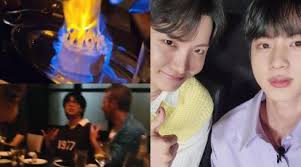BTS meets HER, Coldplay's Chris Martin; Jin and J-Hope get excited as they  are served a flaming dessert