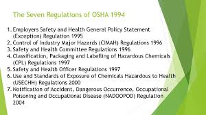 Occupational safety and health laws of malaysia. Occupational Safety And Health Osha Act Ppt Download