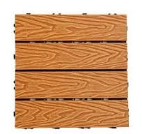 HOMEIBRO 1 ft. x 1 ft. 3D Embossed Splicing Composite Interlocking Deck  Tile in Teak (11-Pack) SF-L-SMDB02