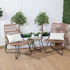 Outdoor Rattan Bistro Set Patio Garden Wicker Coffee Table Chairs Lounge Seater Patio Y Jardin Sillas Jardines