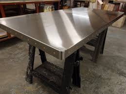 82 Satin Stainless Steel Table Top With Copper Rivets Stainless Steel Kitchen Table Stainless Steel Dining Table Stainless Steel Table