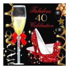 Gold 40th Birthday Decorations For Her Red Black Gold 40 Fabulous 40th Birthday Party 2 Invitation Zazzle Com In 2020 40th Birthday Parties 40th Birthday Party Invites Birthday Party Invitations